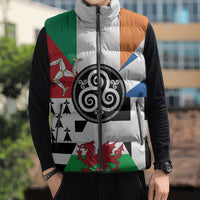 Celtic Nations Flag Sleeveless Puffer Jacket Six Celtic Countries Heritage - Wonder Print Shop