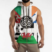 Celtic Nations Flag Sleeveless Zip Hoodie Six Celtic Countries Heritage - Wonder Print Shop