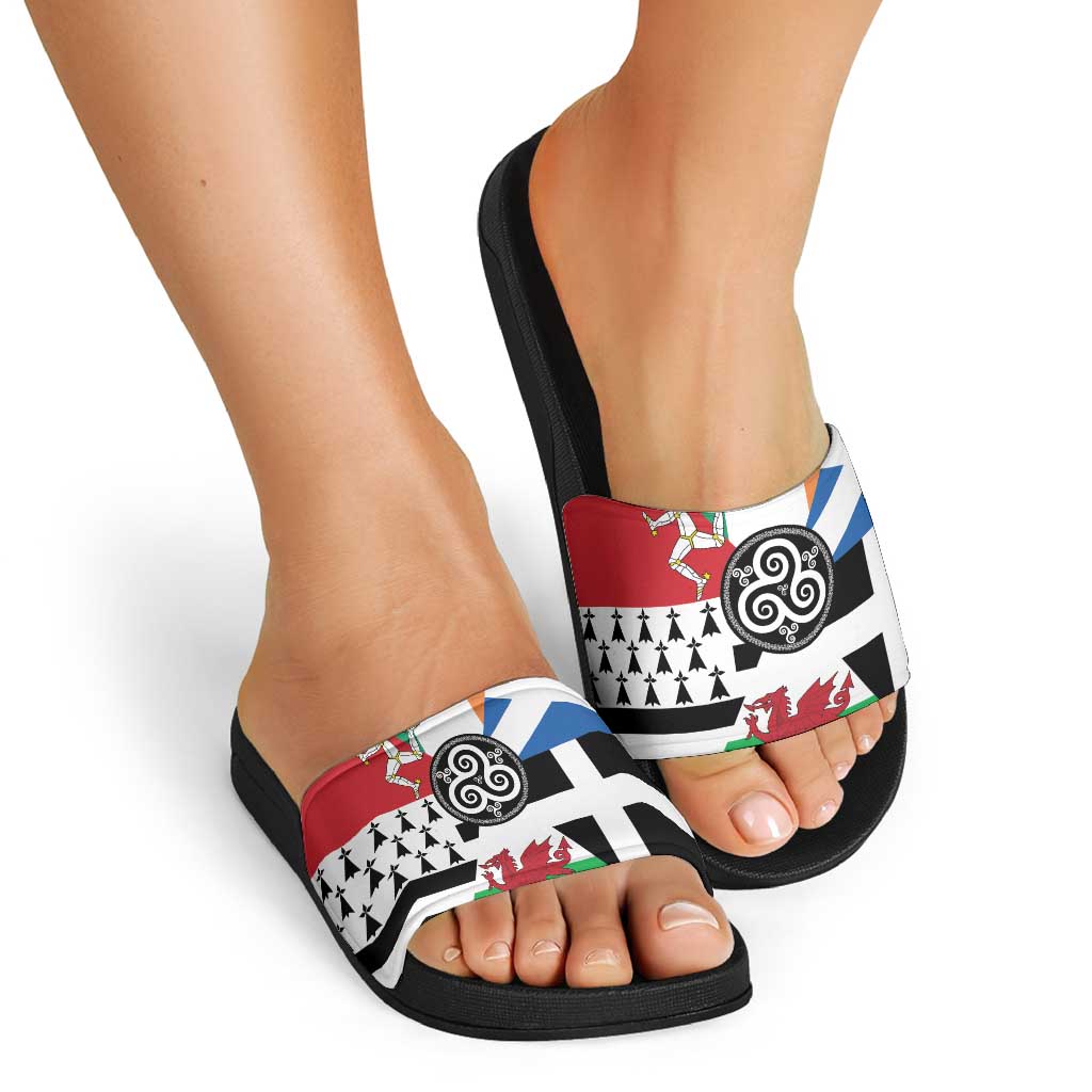 Celtic Nations Flag Slide Sandals Six Celtic Countries Heritage - Wonder Print Shop