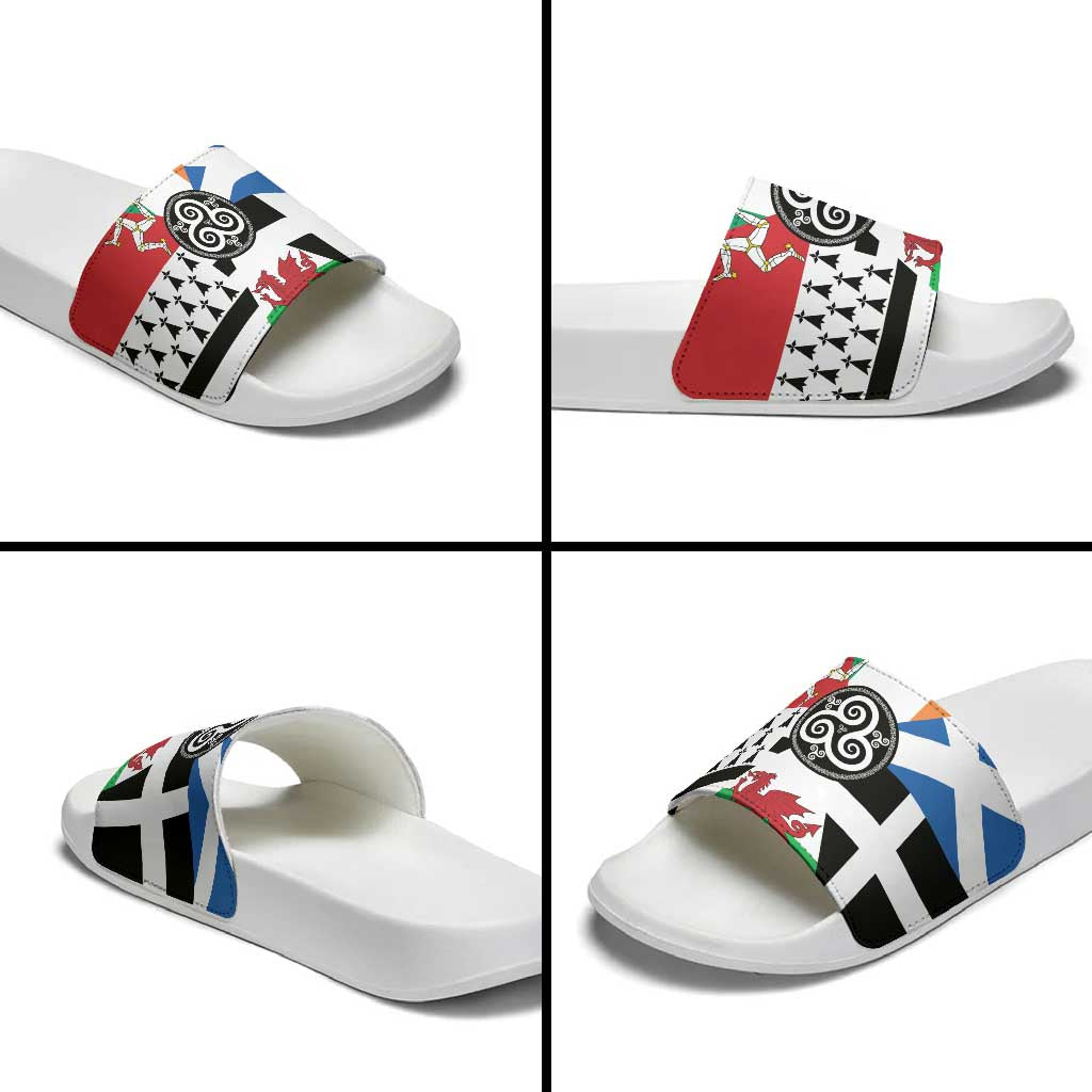 Celtic Nations Flag Slide Sandals Six Celtic Countries Heritage - Wonder Print Shop