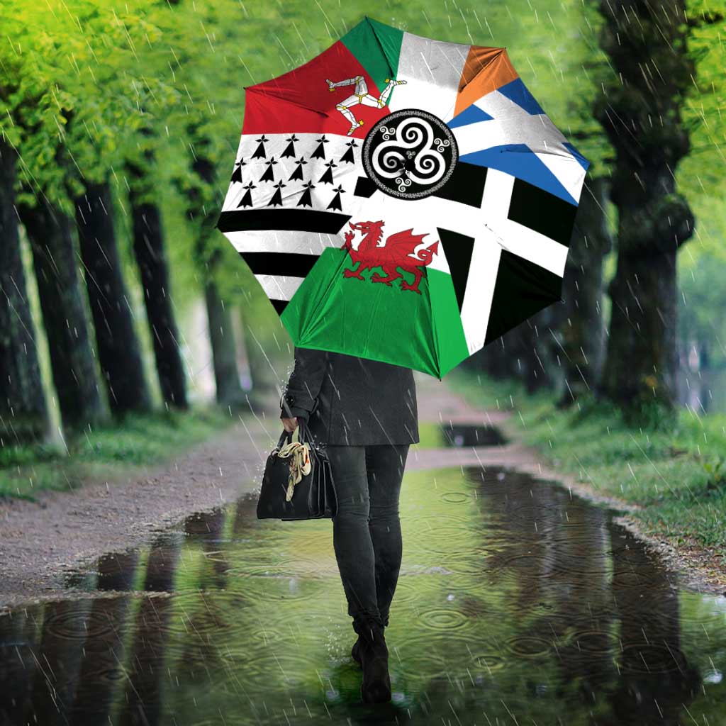 Celtic Nations Flag Umbrella Six Celtic Countries Heritage - Wonder Print Shop