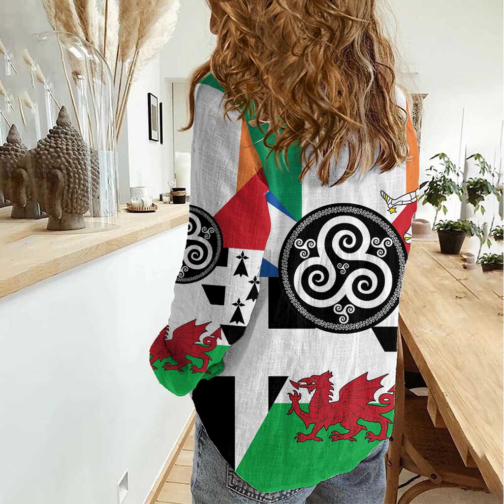Celtic Nations Flag Women Casual Shirt Six Celtic Countries Heritage - Wonder Print Shop