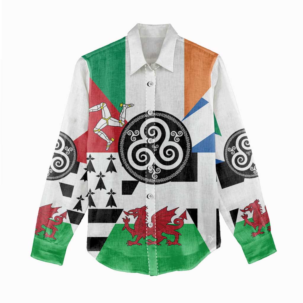 Celtic Nations Flag Women Casual Shirt Six Celtic Countries Heritage - Wonder Print Shop