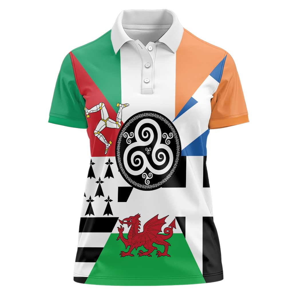 Celtic Nations Flag Women Polo Shirt Six Celtic Countries Heritage - Wonder Print Shop