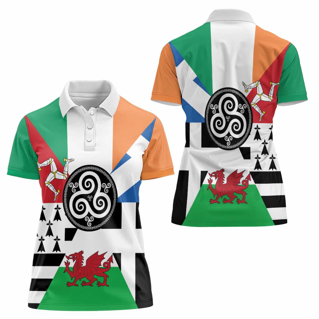 Celtic Nations Flag Women Polo Shirt Six Celtic Countries Heritage - Wonder Print Shop