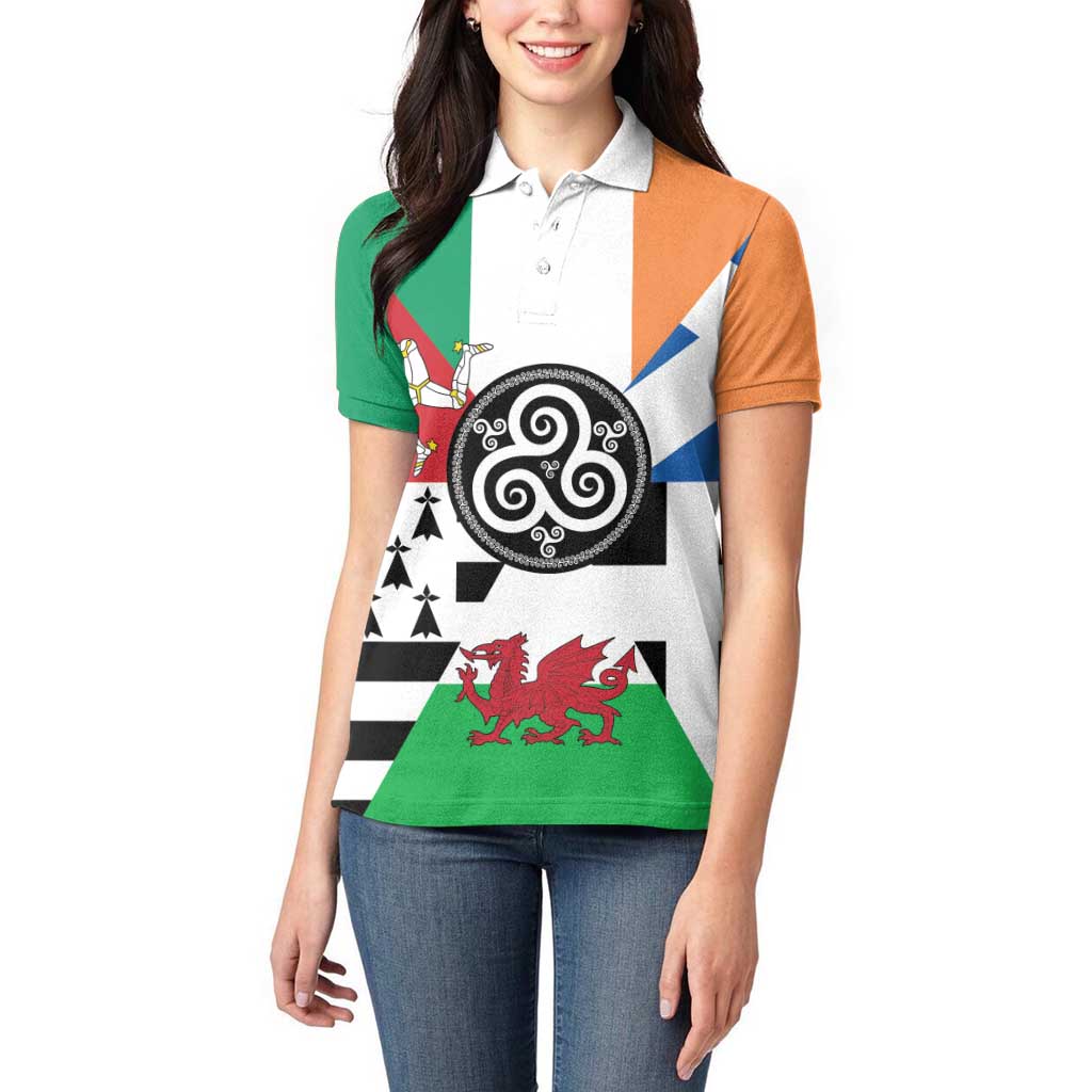 Celtic Nations Flag Women Polo Shirt Six Celtic Countries Heritage - Wonder Print Shop