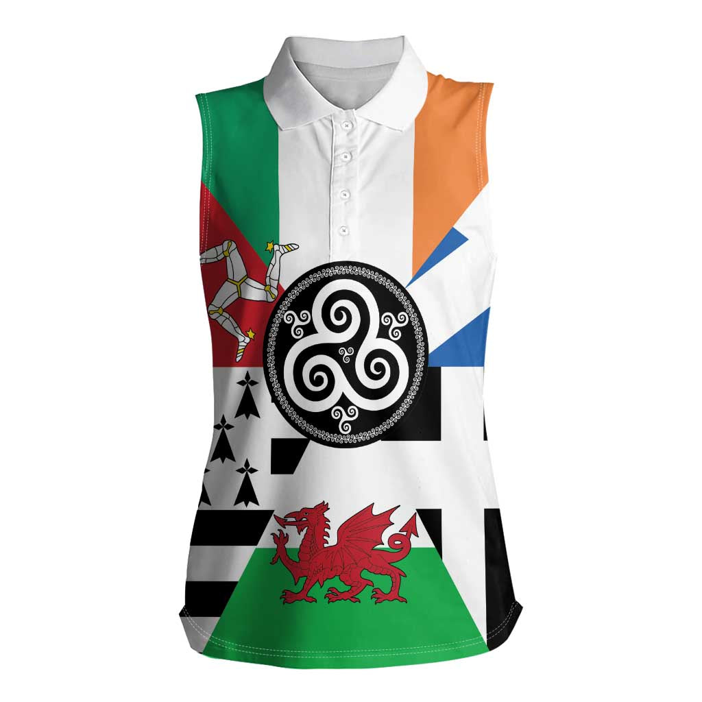 Celtic Nations Flag Women Sleeveless Polo Shirt Six Celtic Countries Heritage - Wonder Print Shop