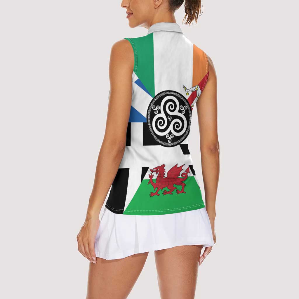 Celtic Nations Flag Women Sleeveless Polo Shirt Six Celtic Countries Heritage - Wonder Print Shop