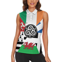 Celtic Nations Flag Women Sleeveless Polo Shirt Six Celtic Countries Heritage - Wonder Print Shop