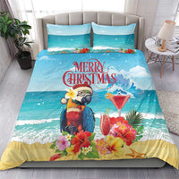 Saint Lucia Christmas Bedding Set Tropical Parrot With Rum Punch Cocktail - Wonder Print Shop