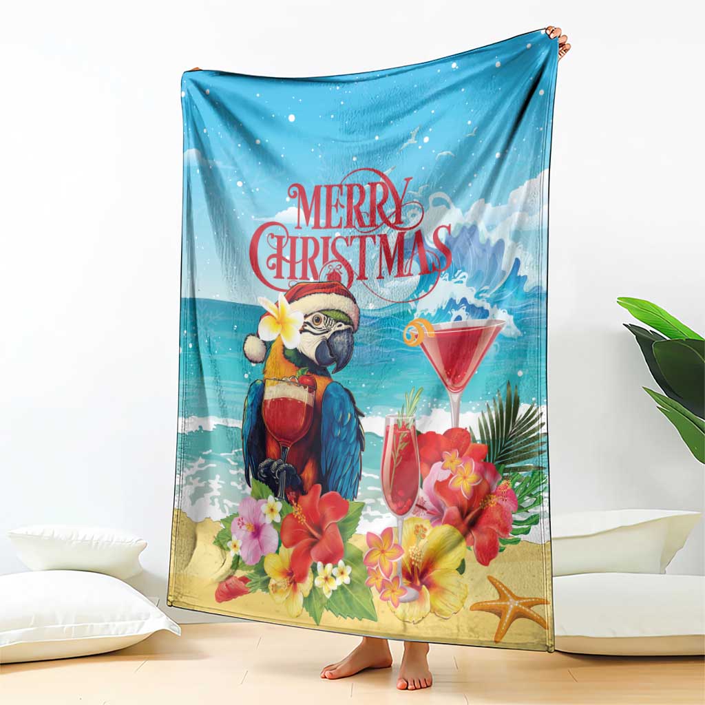 Saint Lucia Christmas Blanket Tropical Parrot With Rum Punch Cocktail