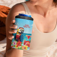 Saint Lucia Christmas 4 in 1 Can Cooler Tumbler Tropical Parrot With Rum Punch Cocktail - Wonder Print Shop