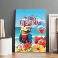 Saint Lucia Christmas Canvas Wall Art Tropical Parrot With Rum Punch Cocktail - Wonder Print Shop