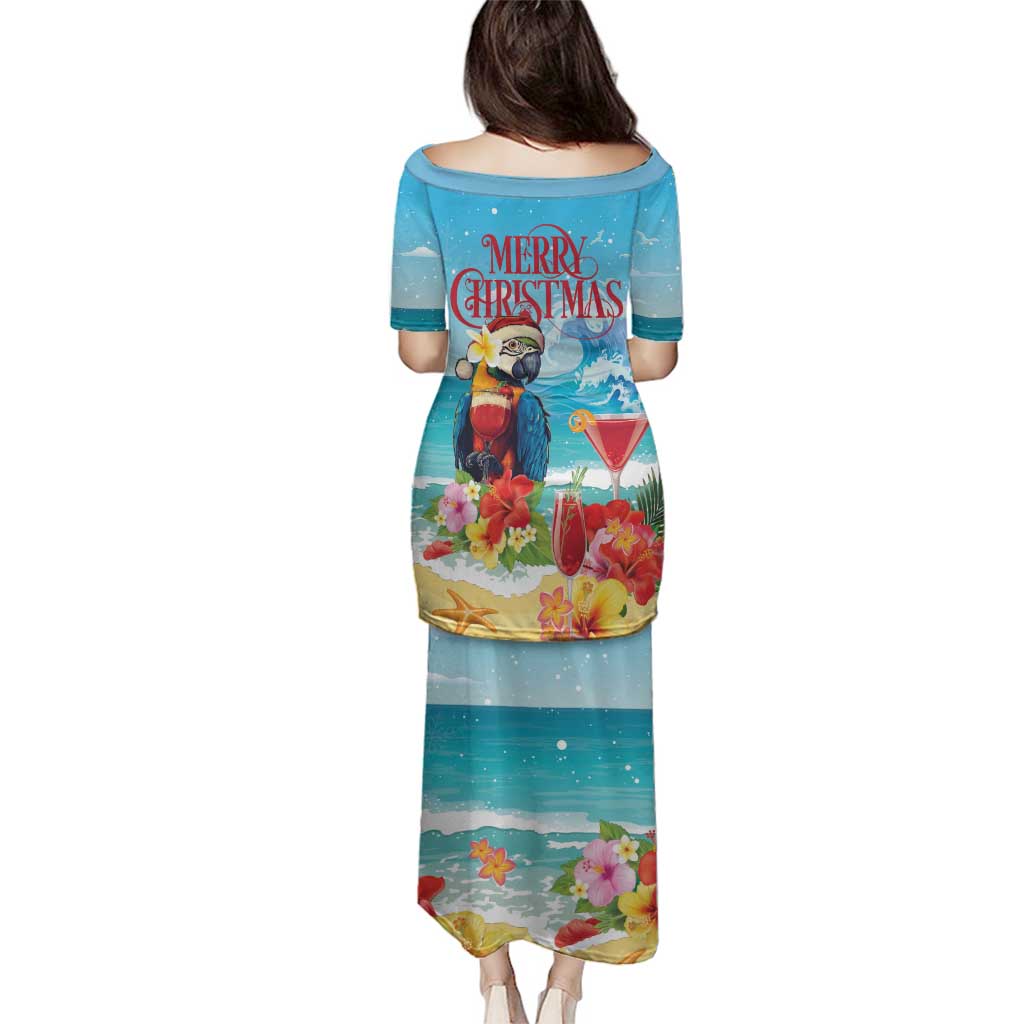 Saint Lucia Christmas Family Matching Puletasi and Hawaiian Shirt Tropical Parrot With Rum Punch Cocktail - Wonder Print Shop