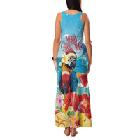 Saint Lucia Christmas Family Matching Tank Maxi Dress and Hawaiian Shirt Tropical Parrot With Rum Punch Cocktail - Wonder Print Shop