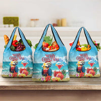 Saint Lucia Christmas Grocery Bag Tropical Parrot With Rum Punch Cocktail
