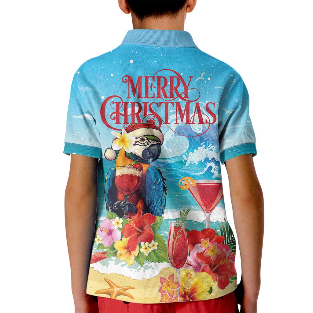 Saint Lucia Christmas Kid Polo Shirt Tropical Parrot With Rum Punch Cocktail - Wonder Print Shop