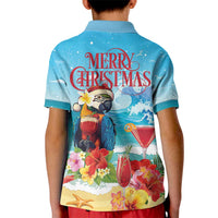 Saint Lucia Christmas Kid Polo Shirt Tropical Parrot With Rum Punch Cocktail - Wonder Print Shop