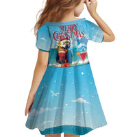 Saint Lucia Christmas Kid Short Sleeve Dress Tropical Parrot With Rum Punch Cocktail - Wonder Print Shop