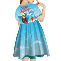 Saint Lucia Christmas Kid Short Sleeve Dress Tropical Parrot With Rum Punch Cocktail - Wonder Print Shop