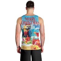 Saint Lucia Christmas Men Tank Top Tropical Parrot With Rum Punch Cocktail - Wonder Print Shop