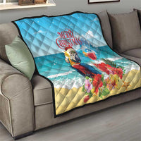 Saint Lucia Christmas Quilt Tropical Parrot With Rum Punch Cocktail - Wonder Print Shop