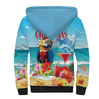 Saint Lucia Christmas Sherpa Hoodie Tropical Parrot With Rum Punch Cocktail - Wonder Print Shop