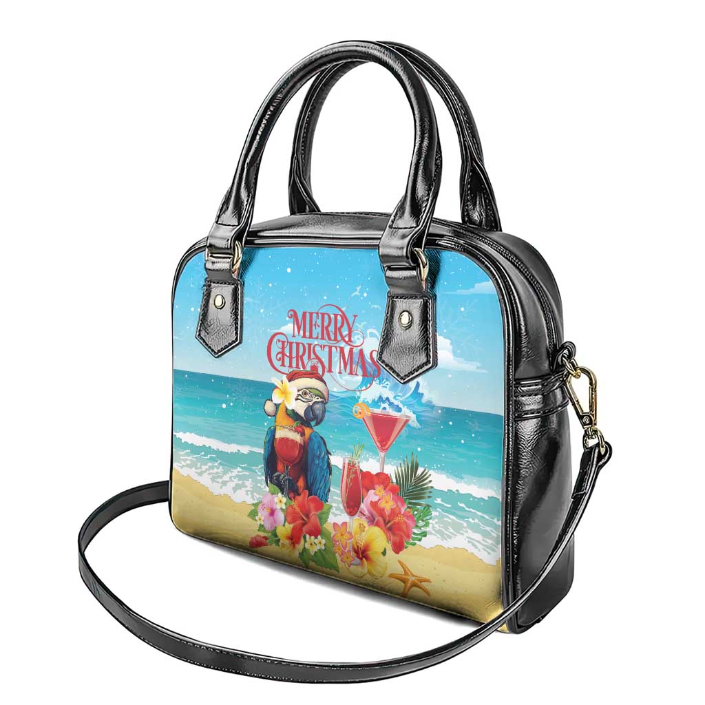 Saint Lucia Christmas Shoulder Handbag Tropical Parrot With Rum Punch Cocktail
