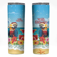 Saint Lucia Christmas Skinny Tumbler Tropical Parrot With Rum Punch Cocktail - Wonder Print Shop