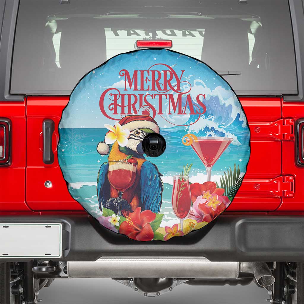 Saint Lucia Christmas Spare Tire Cover Tropical Parrot With Rum Punch Cocktail - Wonder Print Shop