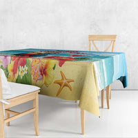Saint Lucia Christmas Tablecloth Tropical Parrot With Rum Punch Cocktail - Wonder Print Shop