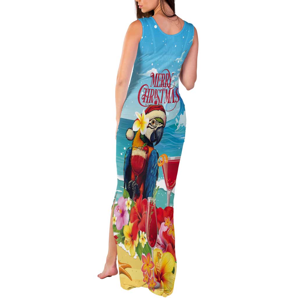 Saint Lucia Christmas Tank Maxi Dress Tropical Parrot With Rum Punch Cocktail - Wonder Print Shop
