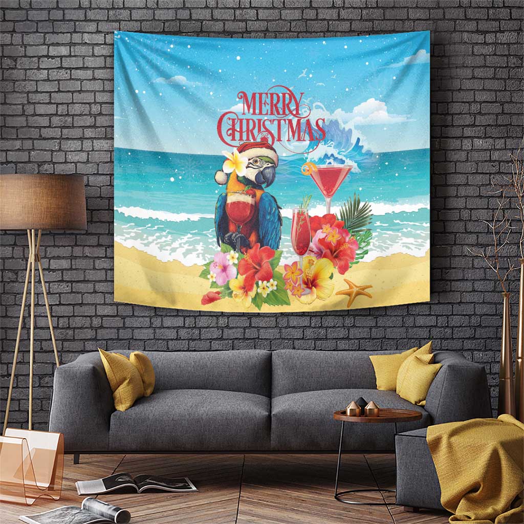 Saint Lucia Christmas Tapestry Tropical Parrot With Rum Punch Cocktail - Wonder Print Shop