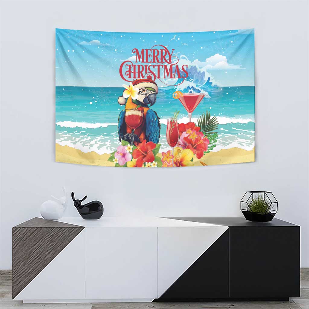Saint Lucia Christmas Tapestry Tropical Parrot With Rum Punch Cocktail - Wonder Print Shop