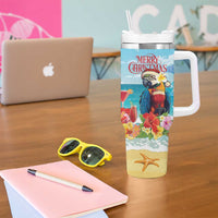 Saint Lucia Christmas Tumbler With Handle Tropical Parrot With Rum Punch Cocktail - Wonder Print Shop