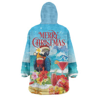 Saint Lucia Christmas Wearable Blanket Hoodie Tropical Parrot With Rum Punch Cocktail - Wonder Print Shop
