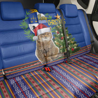 Uruguay Christmas Back Car Seat Cover Pampas Cat With Folk Pattern - Wonder Print Shop