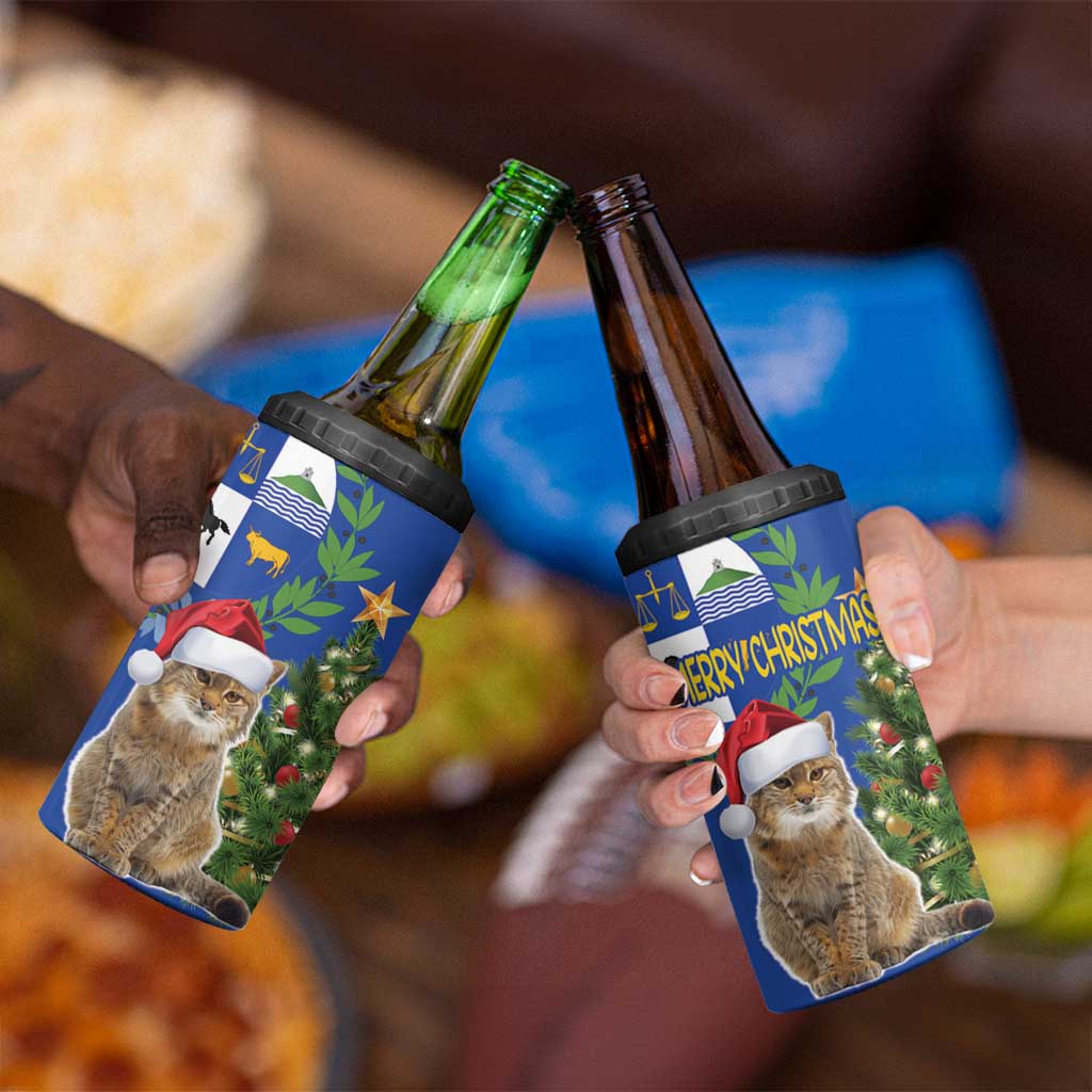 Uruguay Christmas 4 in 1 Can Cooler Tumbler Pampas Cat With Folk Pattern - Wonder Print Shop