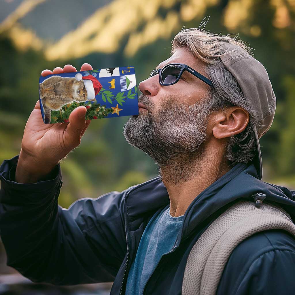 Uruguay Christmas 4 in 1 Can Cooler Tumbler Pampas Cat With Folk Pattern - Wonder Print Shop