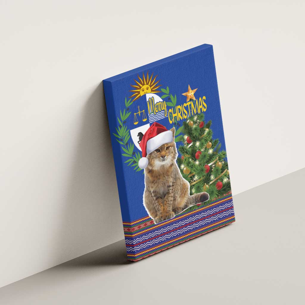 Uruguay Christmas Canvas Wall Art Pampas Cat With Folk Pattern - Wonder Print Shop