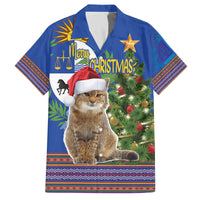 Uruguay Christmas Family Matching Off The Shoulder Long Sleeve Dress and Hawaiian Shirt Pampas Cat With Folk Pattern - Wonder Print Shop