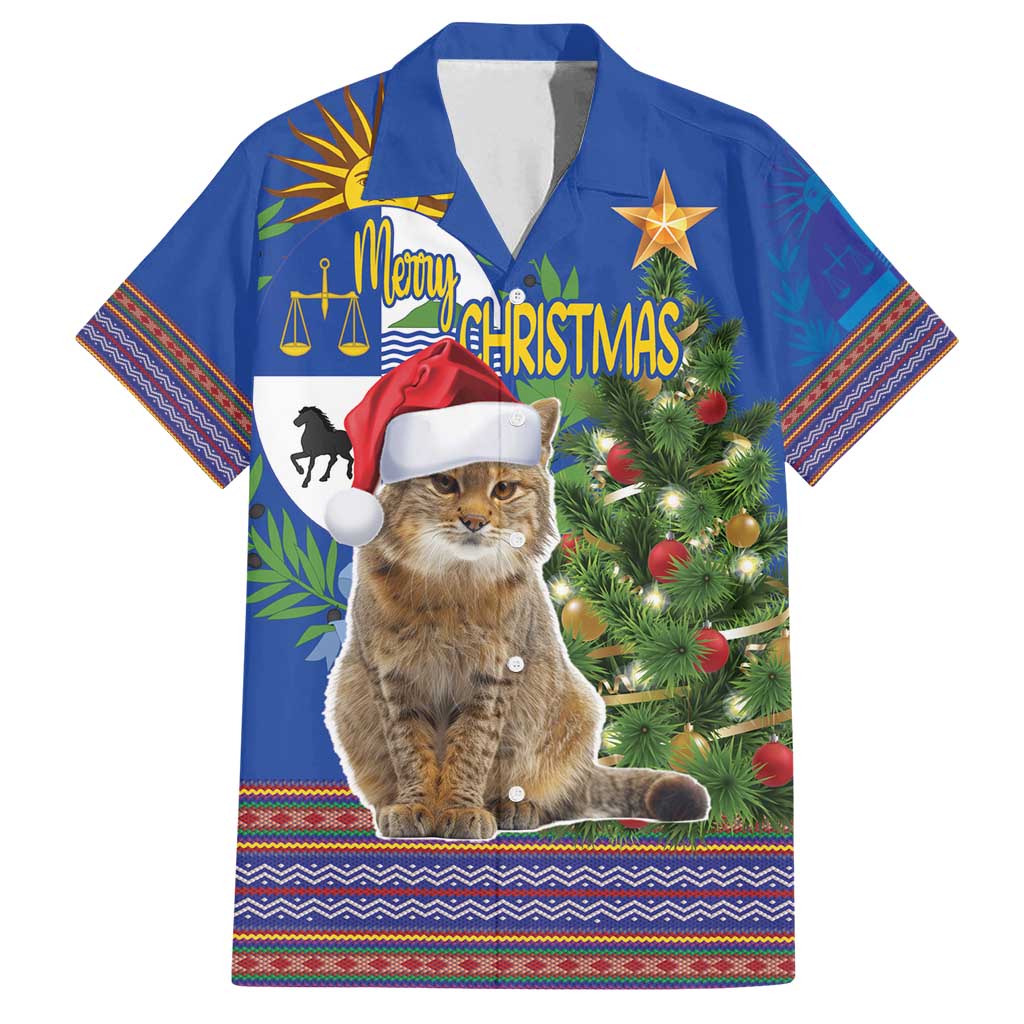 Uruguay Christmas Family Matching Tank Maxi Dress and Hawaiian Shirt Pampas Cat With Folk Pattern - Wonder Print Shop