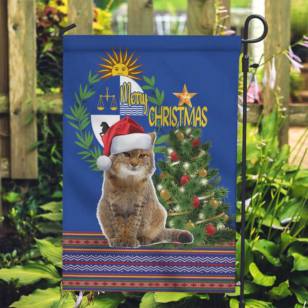 Uruguay Christmas Garden Flag Pampas Cat With Folk Pattern - Wonder Print Shop