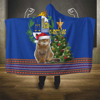 Uruguay Christmas Hooded Blanket Pampas Cat With Folk Pattern