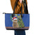 Uruguay Christmas Leather Tote Bag Pampas Cat With Folk Pattern - Wonder Print Shop