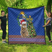Uruguay Christmas Quilt Pampas Cat With Folk Pattern - Wonder Print Shop