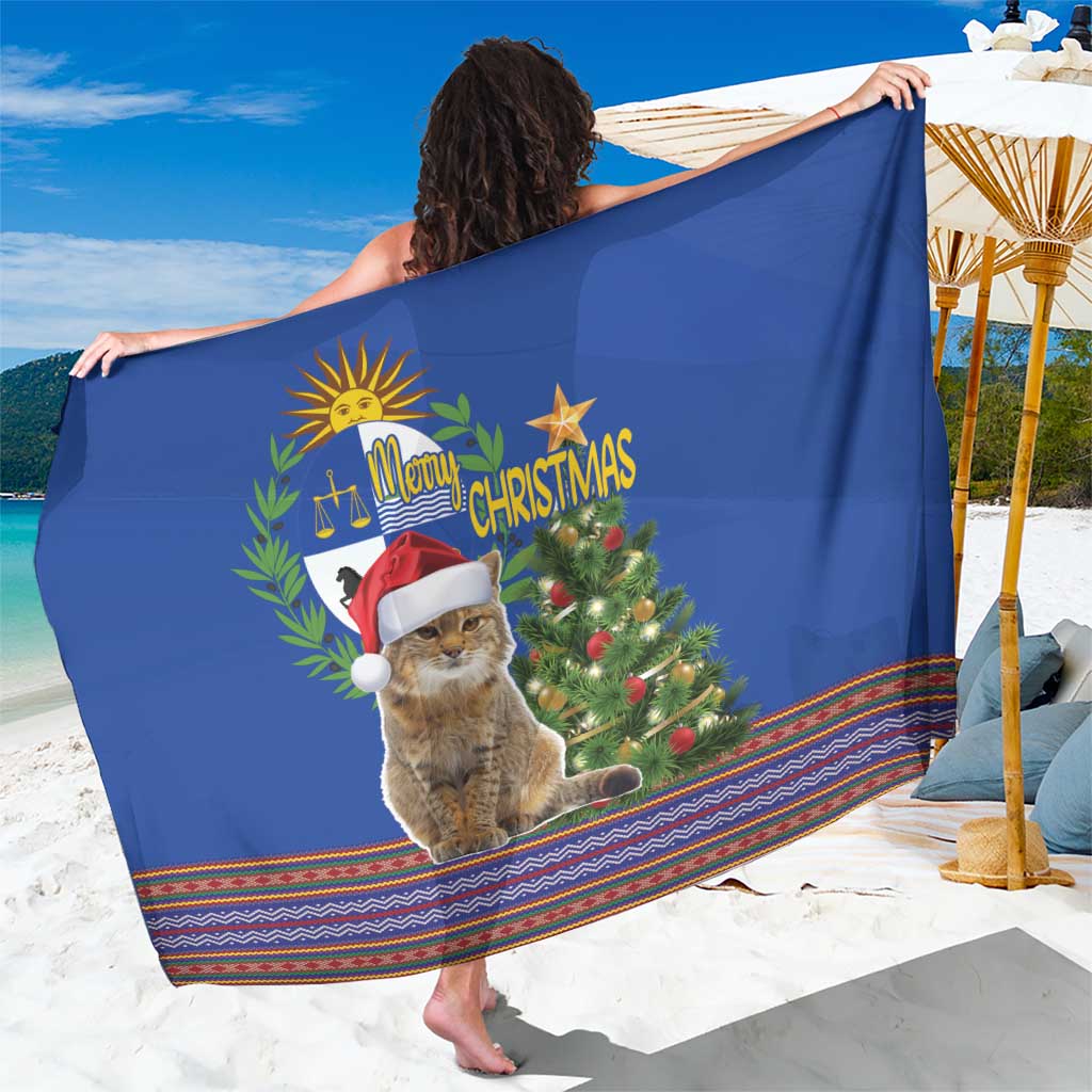 Uruguay Christmas Sarong Pampas Cat With Folk Pattern - Wonder Print Shop