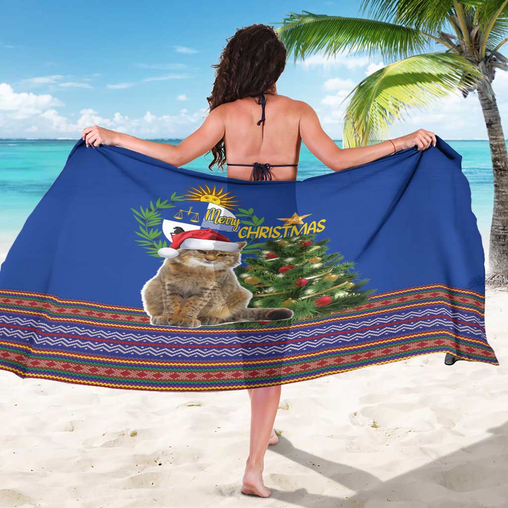 Uruguay Christmas Sarong Pampas Cat With Folk Pattern - Wonder Print Shop