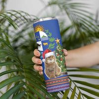 Uruguay Christmas Skinny Tumbler Pampas Cat With Folk Pattern - Wonder Print Shop
