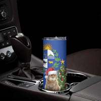 Uruguay Christmas Skinny Tumbler Pampas Cat With Folk Pattern - Wonder Print Shop